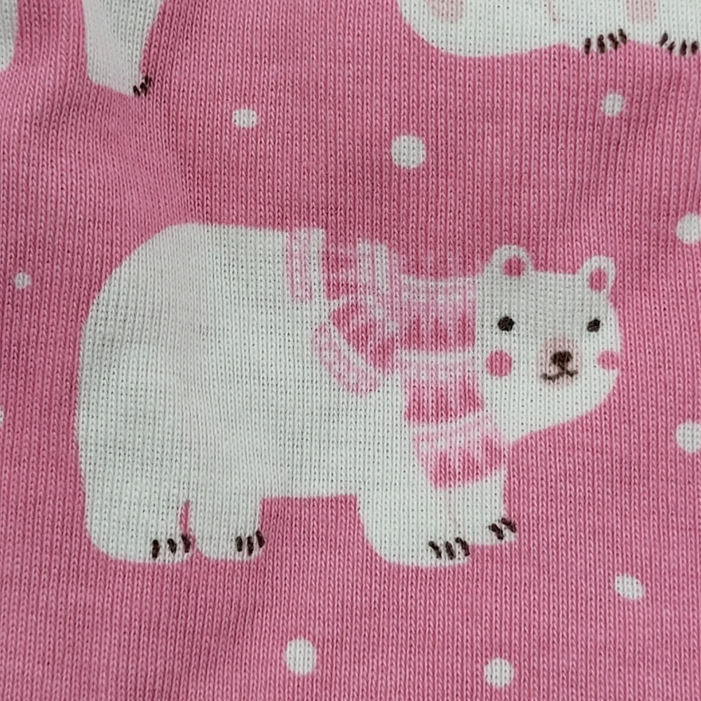 Gymboree Dress Pink Bear Print Long Sleeve Ruffle Stretch Cotton Sz 18-24mo NEW